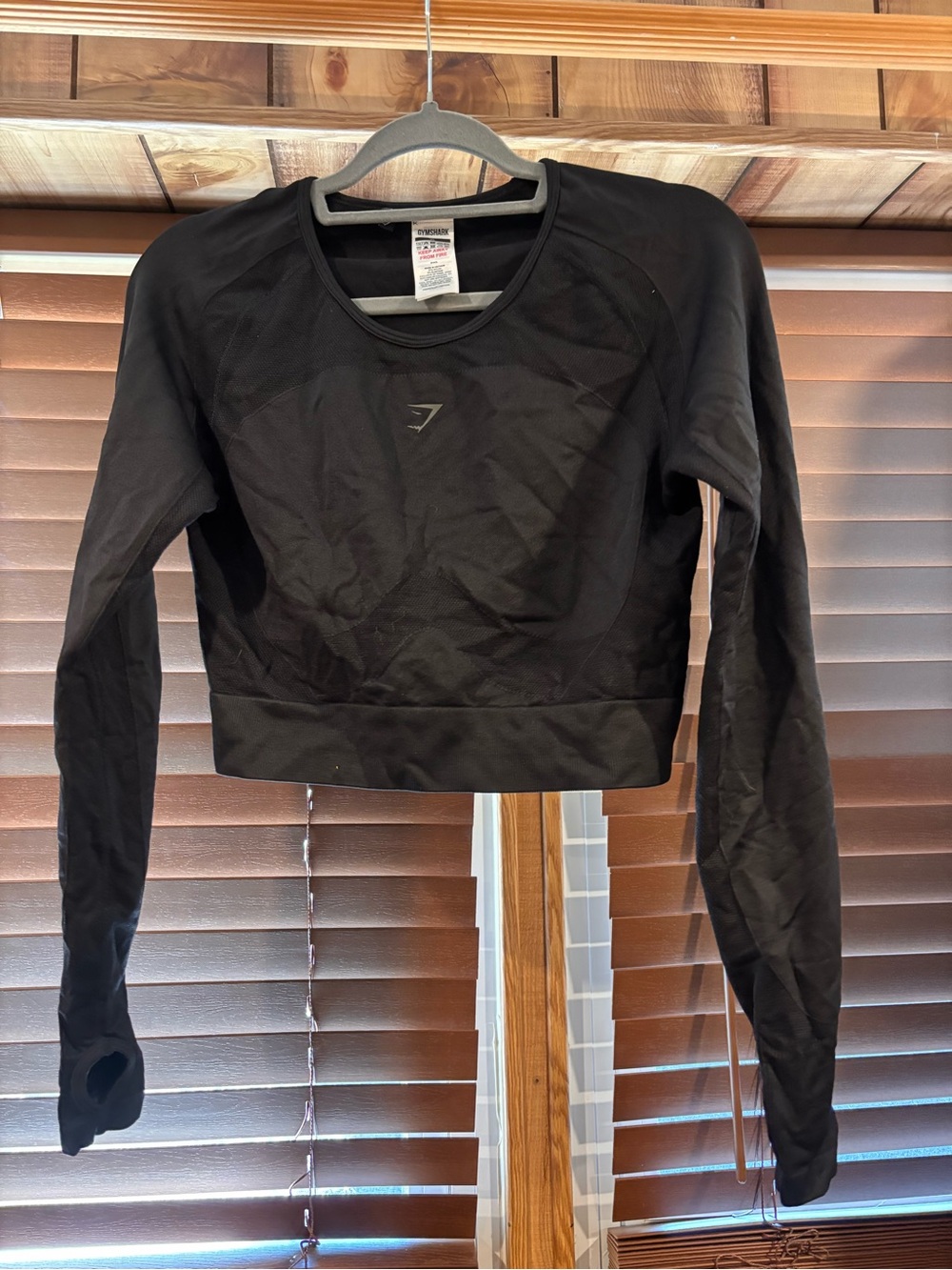 Gymshark Black Long-Sleeve Cropped Performance Sweatshirt